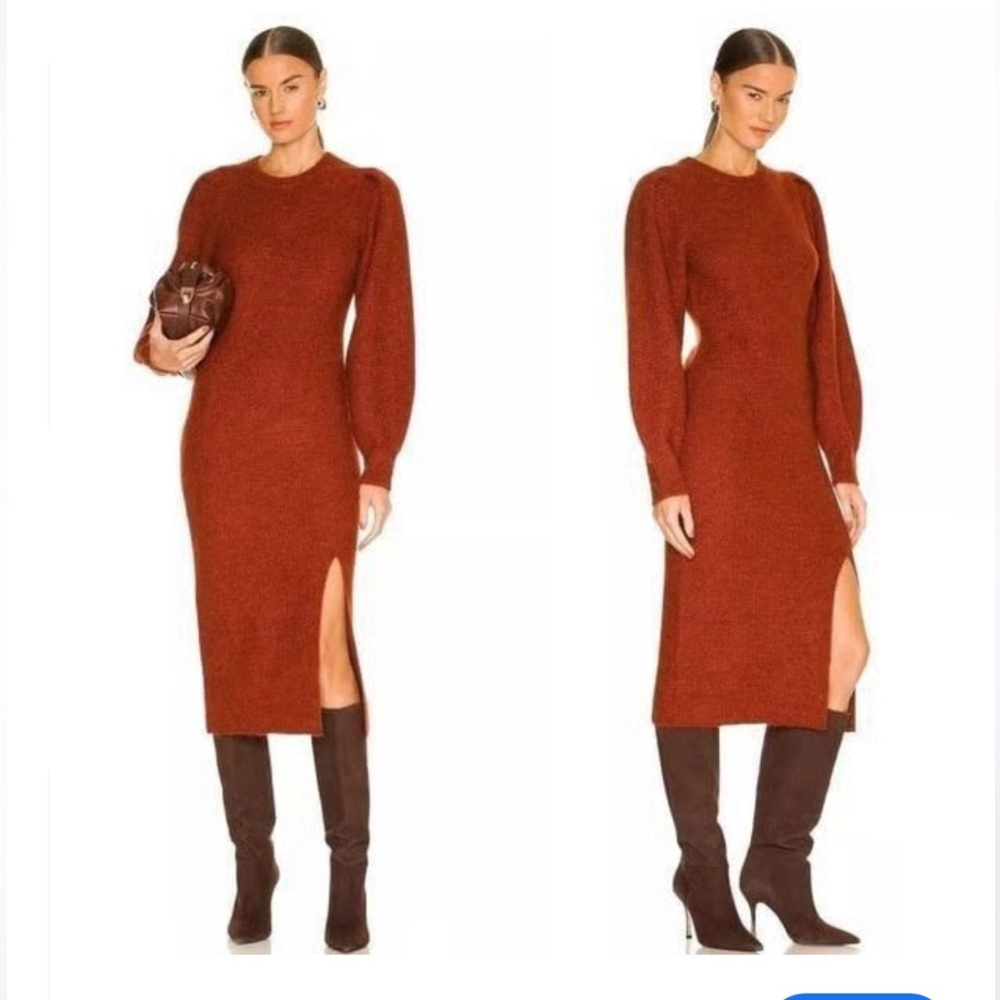Rag & Bone Rust Liana Merino Wool-Blend Midi Sweater Dress- NWT